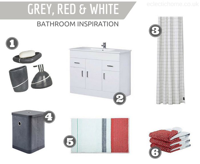 using red, grey and white in your bathroom