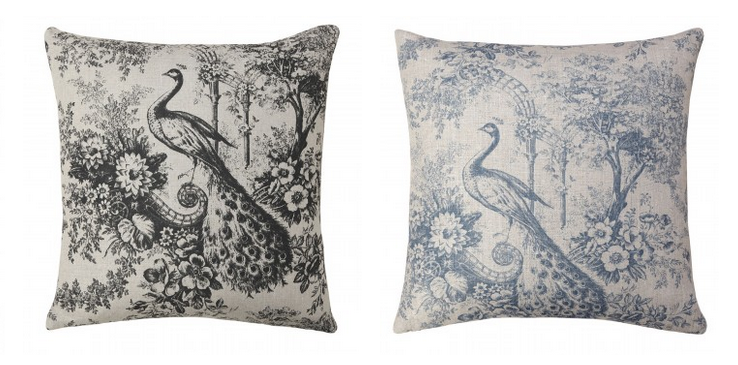 Peacock Joile de Jouy Printed Cushions