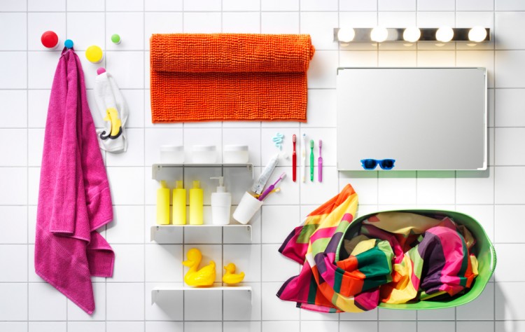 bright and bold bathroom accessories